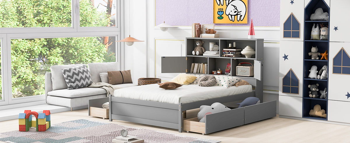 Full Platform Bed Gray
