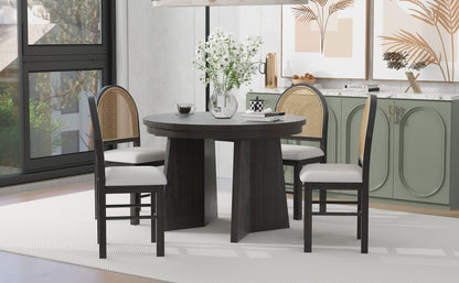 Retro Dining Set (5 pcs) – Espresso Finish