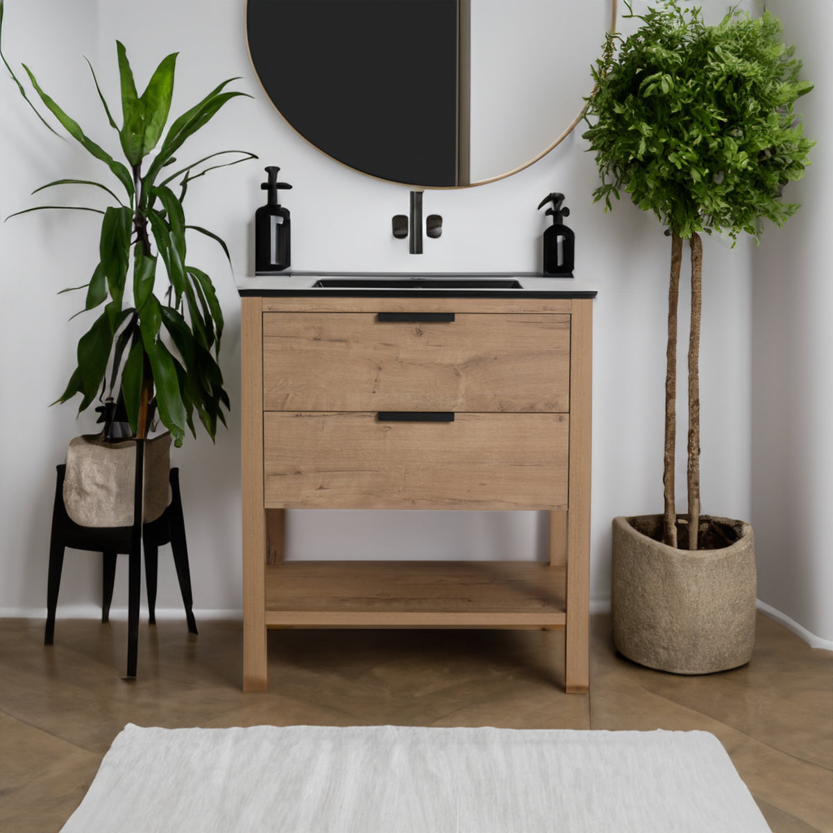 30-Inch Vanity with 2 Drawers Black Finish