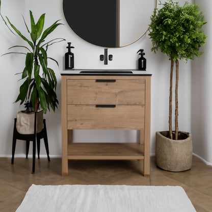 30-Inch Vanity with 2 Drawers Black Finish
