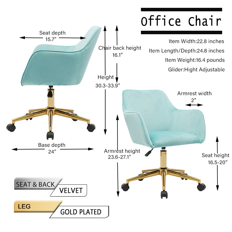 Velvet Executive Swivel Office Chair – Aqua Blue