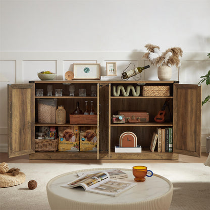 Rustic Oak 4-Door Sideboard