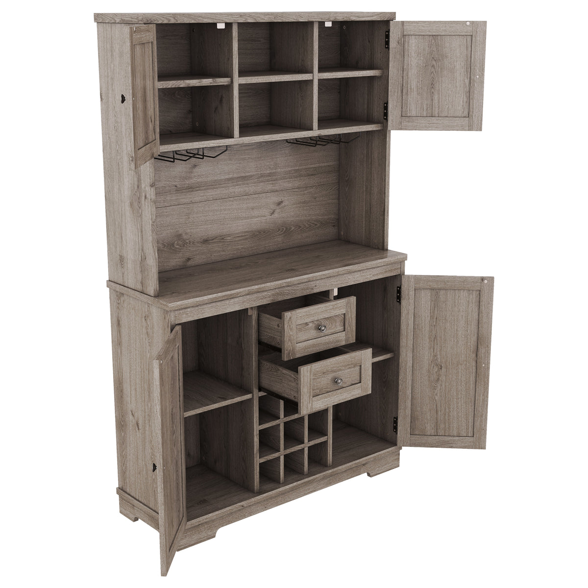 Farmhouse Coffee Bar Cabinet with Wine Storage