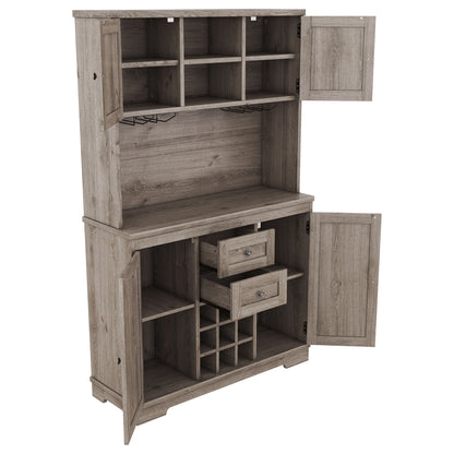 Farmhouse Coffee Bar Cabinet with Wine Storage