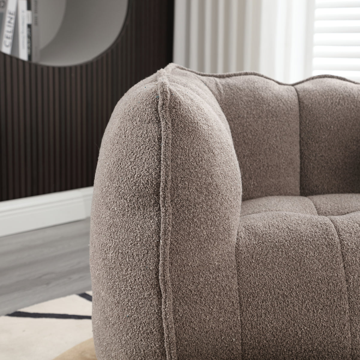 Soft Bean Bag Chair with Footstool Beige