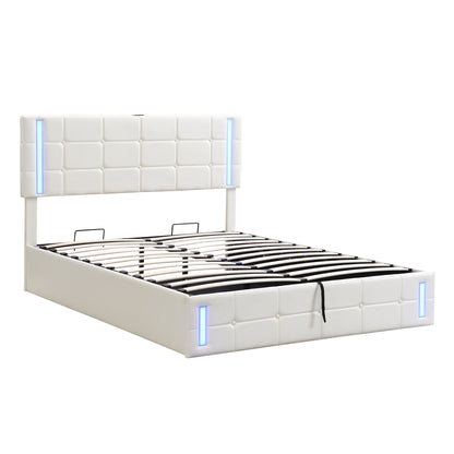 Full Hydraulic Storage Bed – White Finish