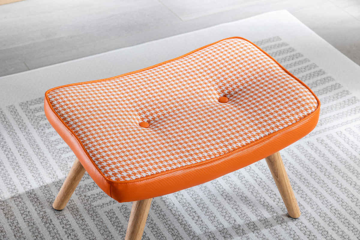 Wooden Step Ottoman with Cushion Orange