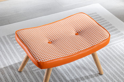 Wooden Step Ottoman with Cushion Orange