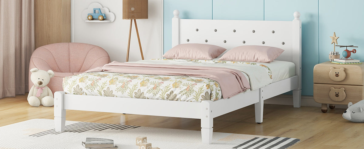Twin Upholstered Bed with Button Headboard