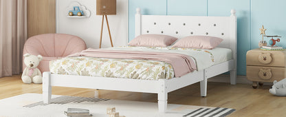 Twin Upholstered Bed with Button Headboard