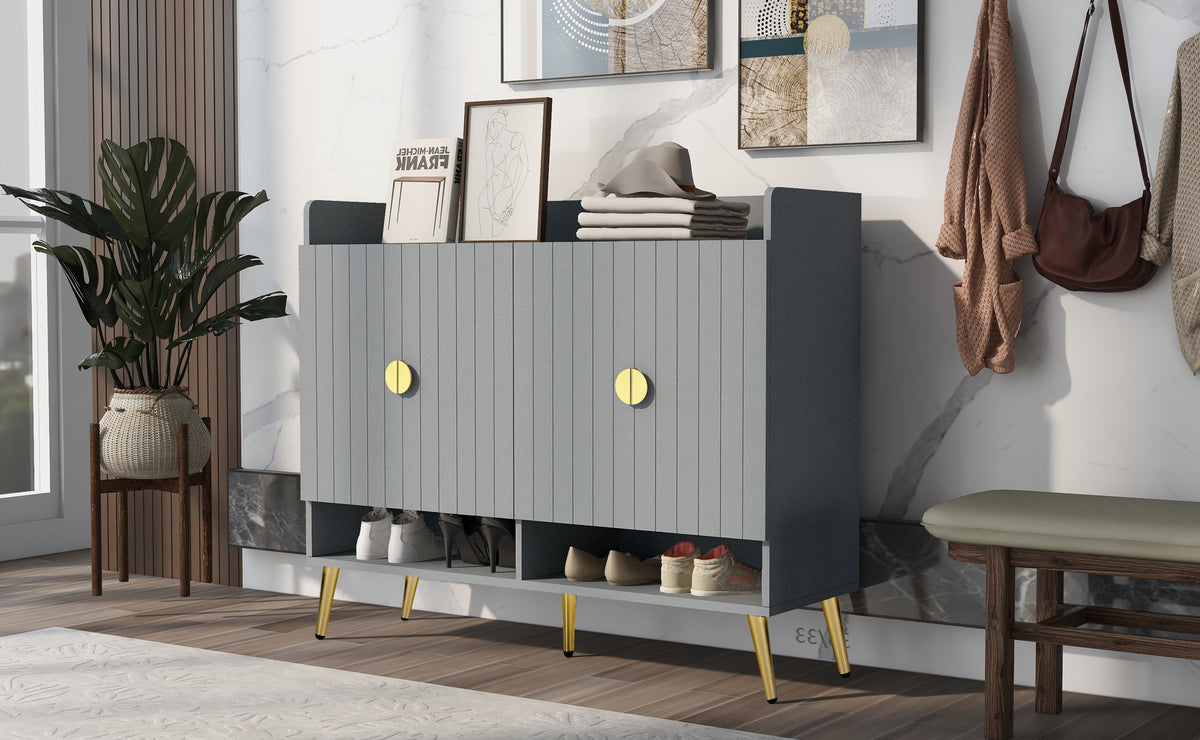Multi-Layer Shoe Cabinet – Adjustable Matte Wood Edition