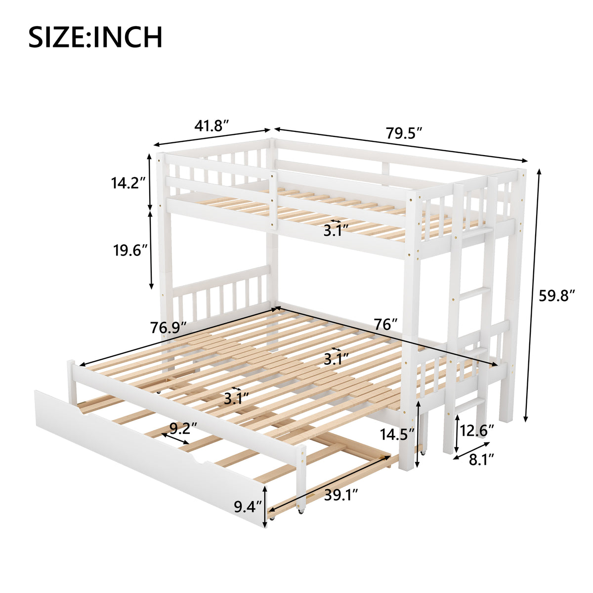 Pull-Out Bunk Bed White