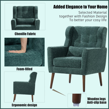 Upholstered Modern Accent Chair Blackish Green