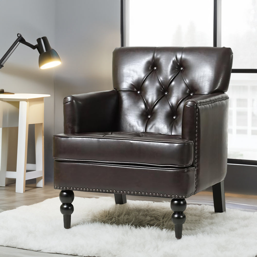 Harrison Tufted Club Chair – Charcoal Gray