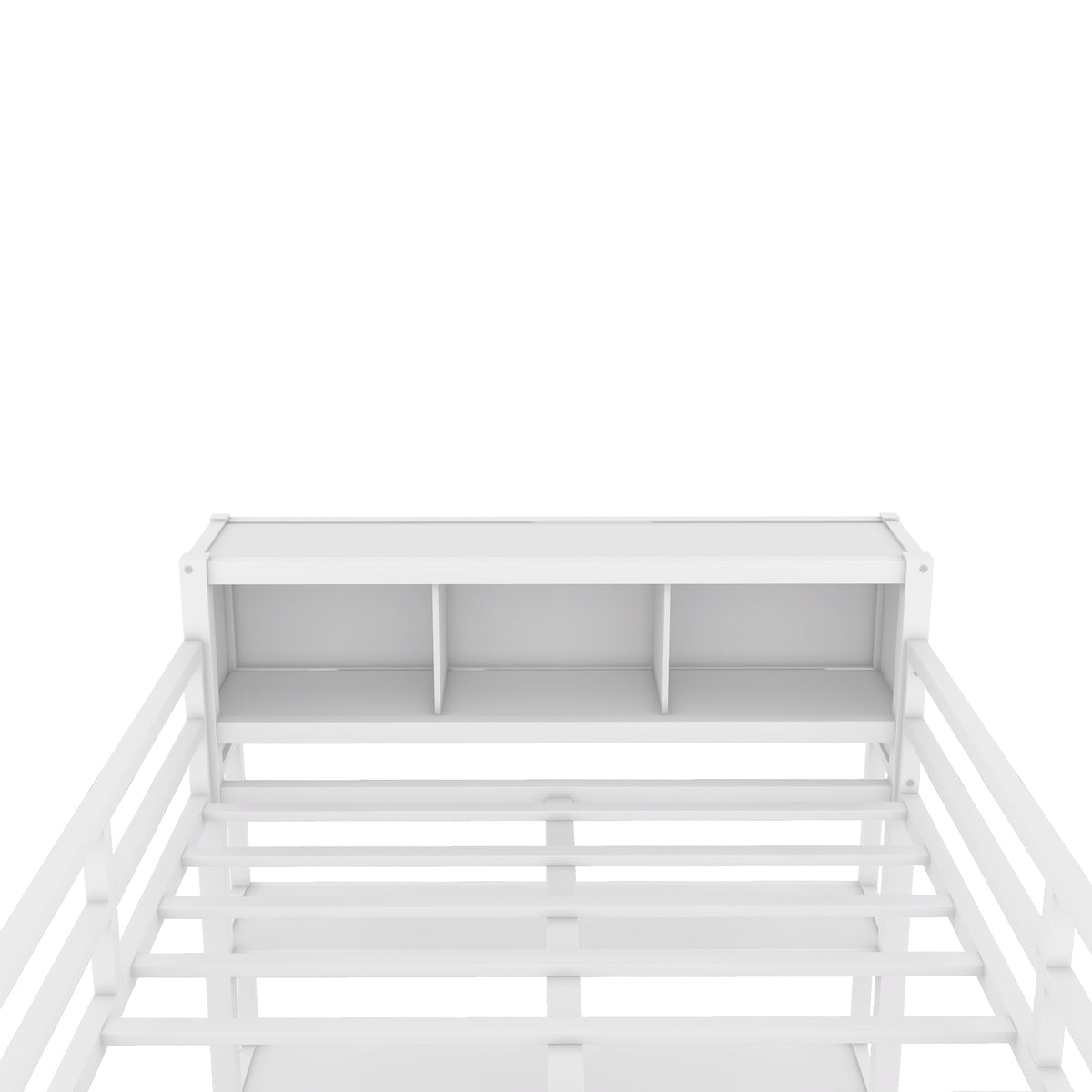 Full Loft Bed with Wardrobe and Shelf White