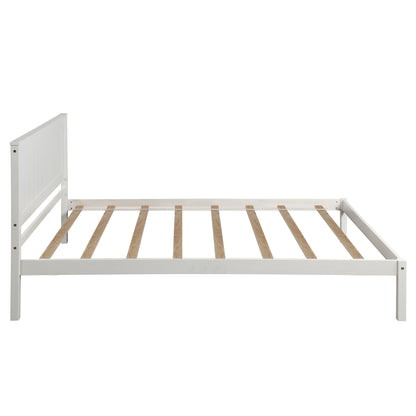 Twin Platform Bed with Headboard White