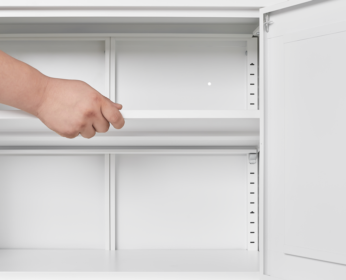 White Metal Kitchen Storage Cabinet Adjustable Shelf