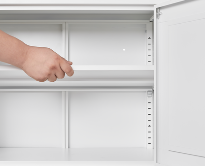 White Metal Kitchen Storage Cabinet Adjustable Shelf
