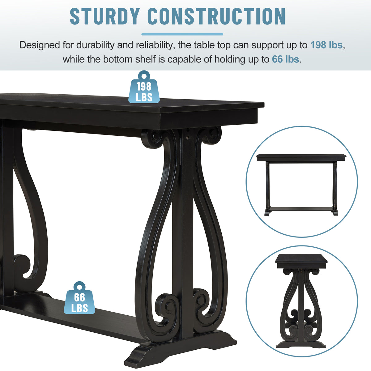 Rustic Console Table Black