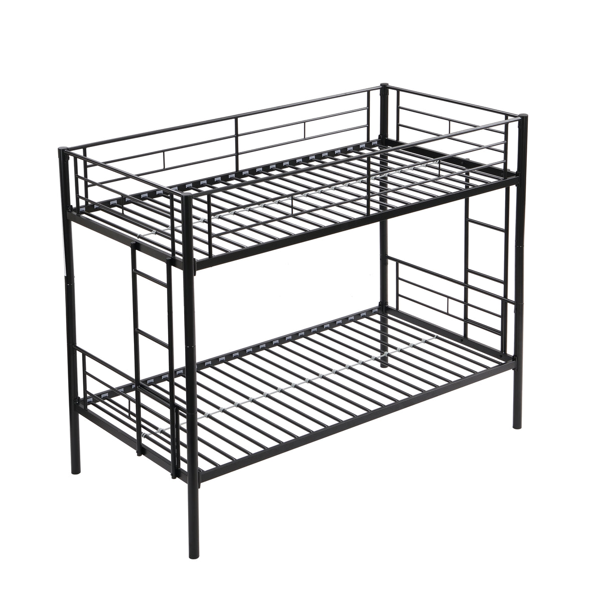 Full Metal Bunk Bed with Guardrails Black