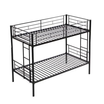 Full Metal Bunk Bed with Guardrails Black