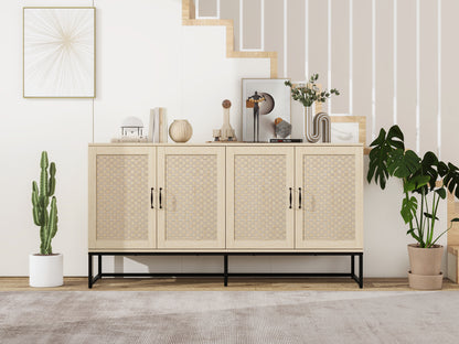 Rattan 4-Door Sideboard Natural