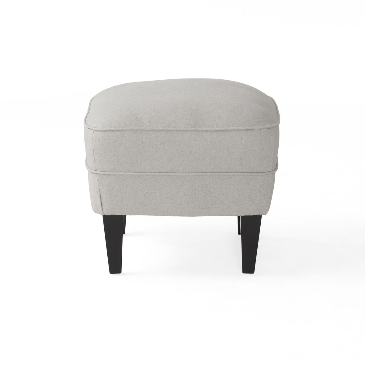 Light Grey Fabric Armchair with Ottoman