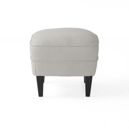 Light Grey Fabric Armchair with Ottoman
