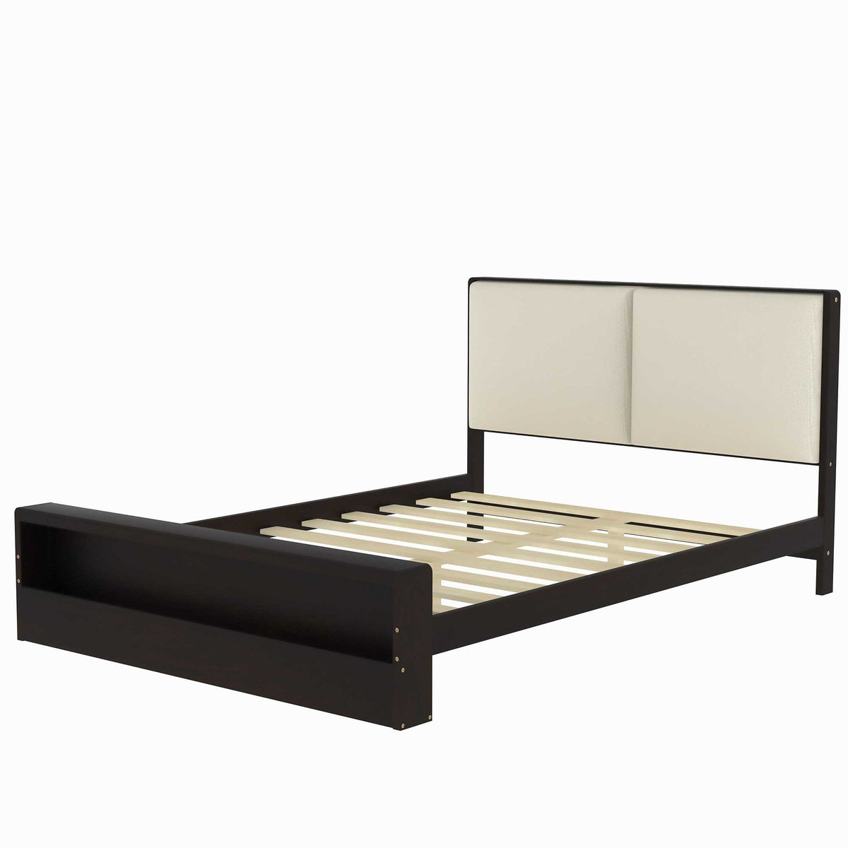 Queen Platform Bed with LED Headboard Espresso