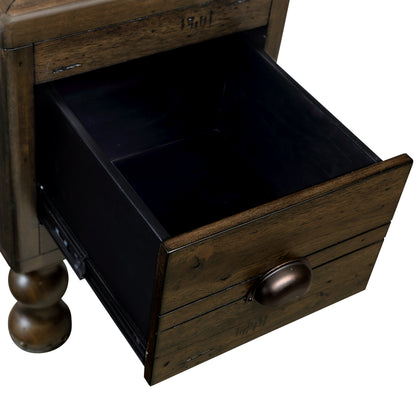 Solid Wood End Table – Espresso Finish with Drawers