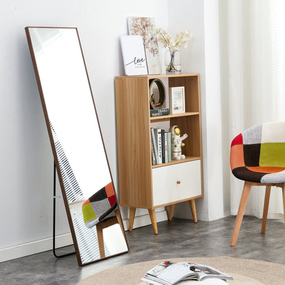 Brown Full-Length Floor Mirror Solid Wood Frame