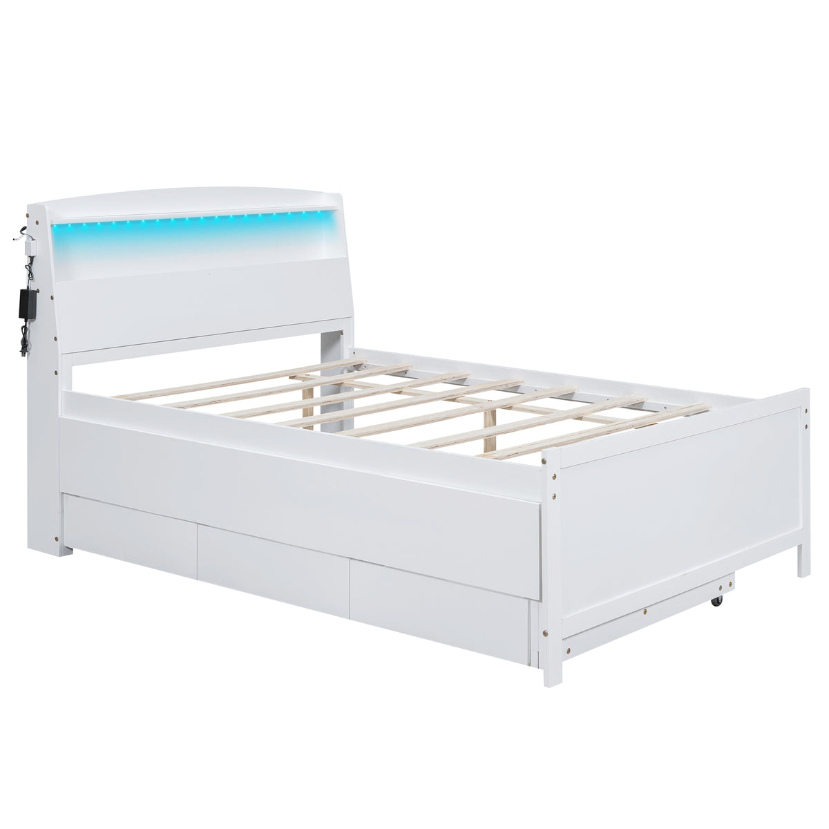 Full Storage Platform Bed White