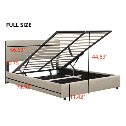 Full Storage Platform Bed Beige