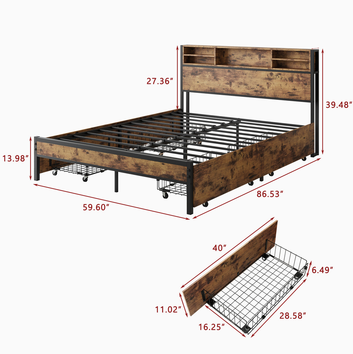 Modern Upholstered Platform Bed Gray