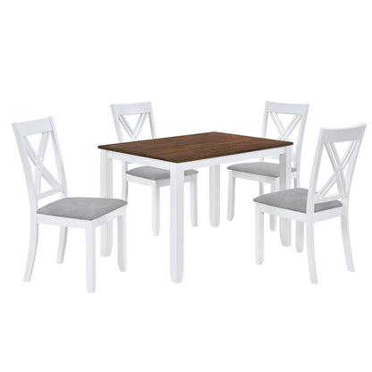 Rustic 5-Piece Dining Set with X-Back Chairs