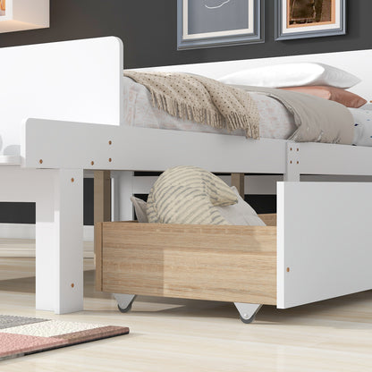 Full Bed with Bench White