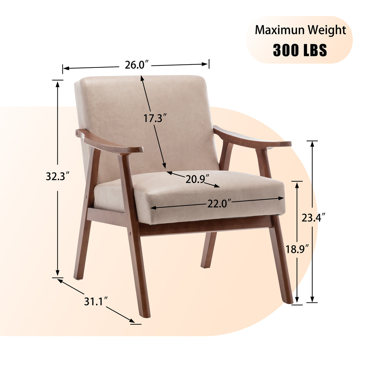 Oakwood Accent Armchair – Beige Linen