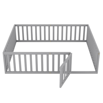 Queen Platform Bed Gray