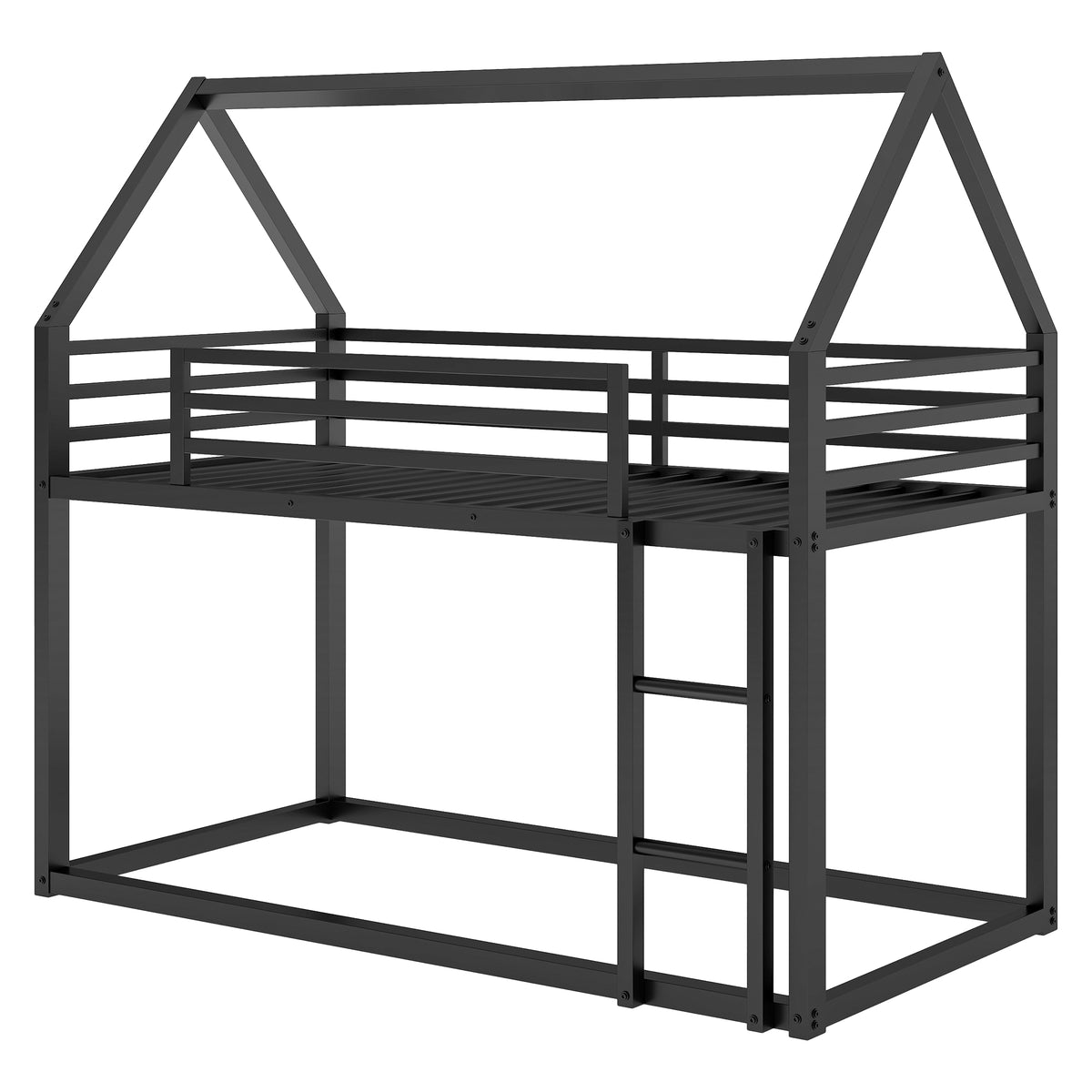 Twin House Bunk Bed Black