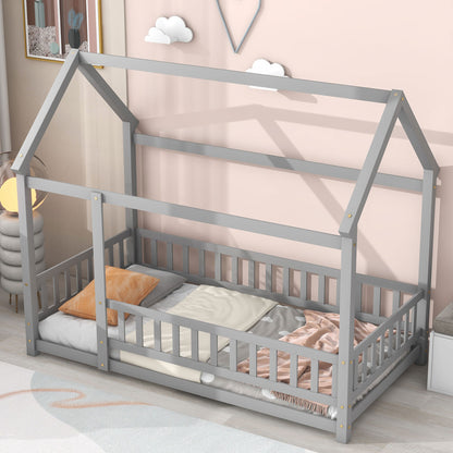 Twin Floor Bed Grey