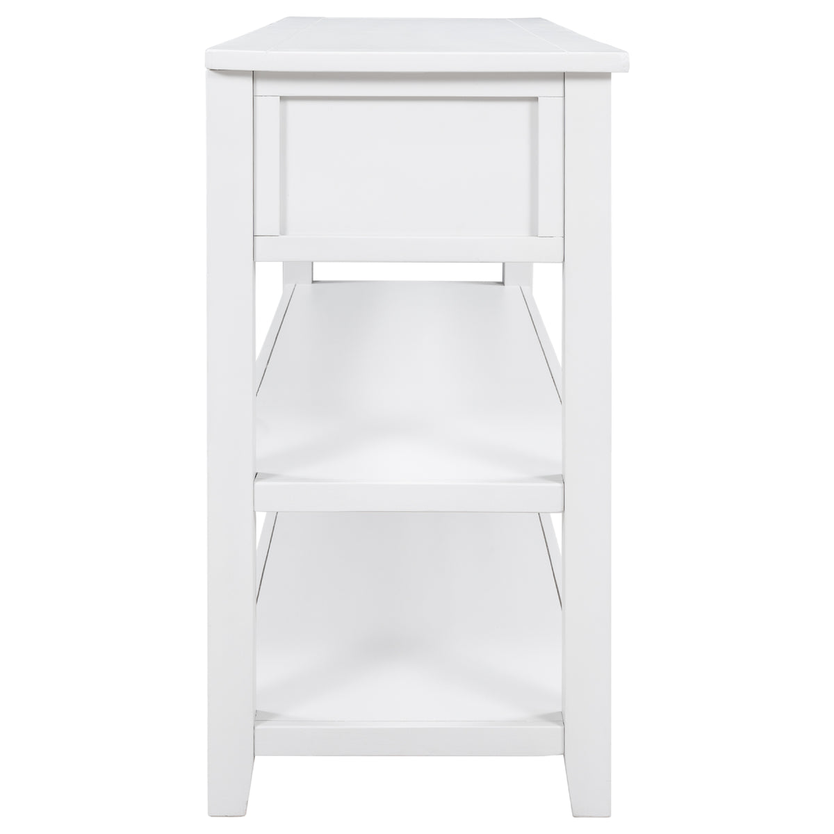 Antique White Console Table – Dual Shelves