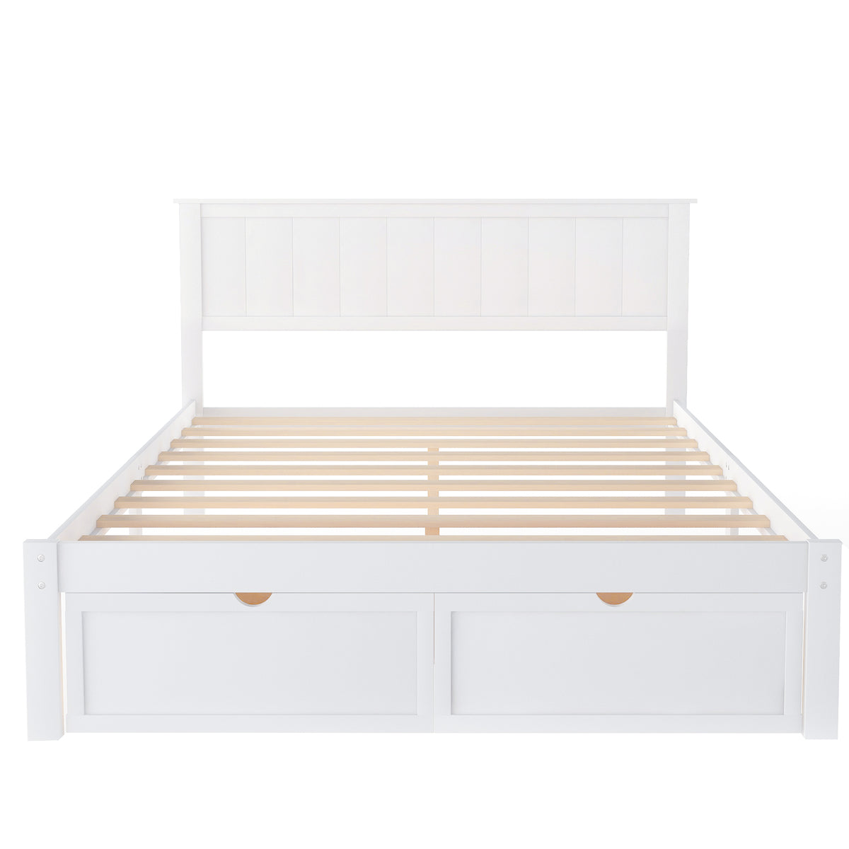 Full Platform Bed with Drawers White
