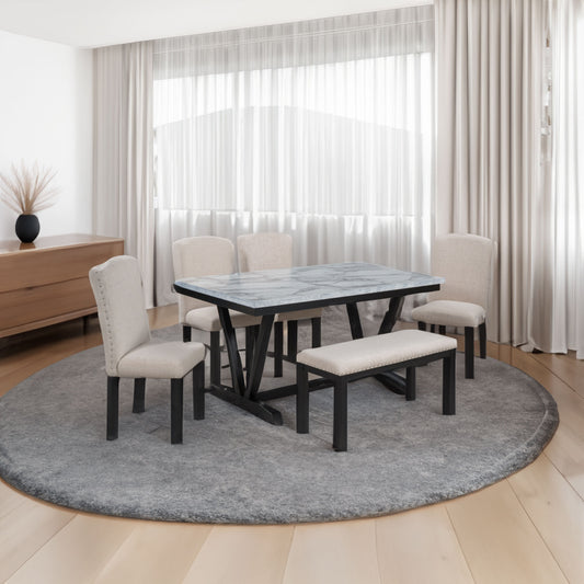 6-Piece Modern Dining Set – White Finish
