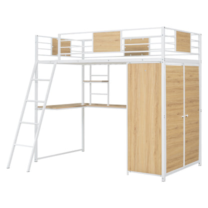 Twin Loft Bed with Desk Gray