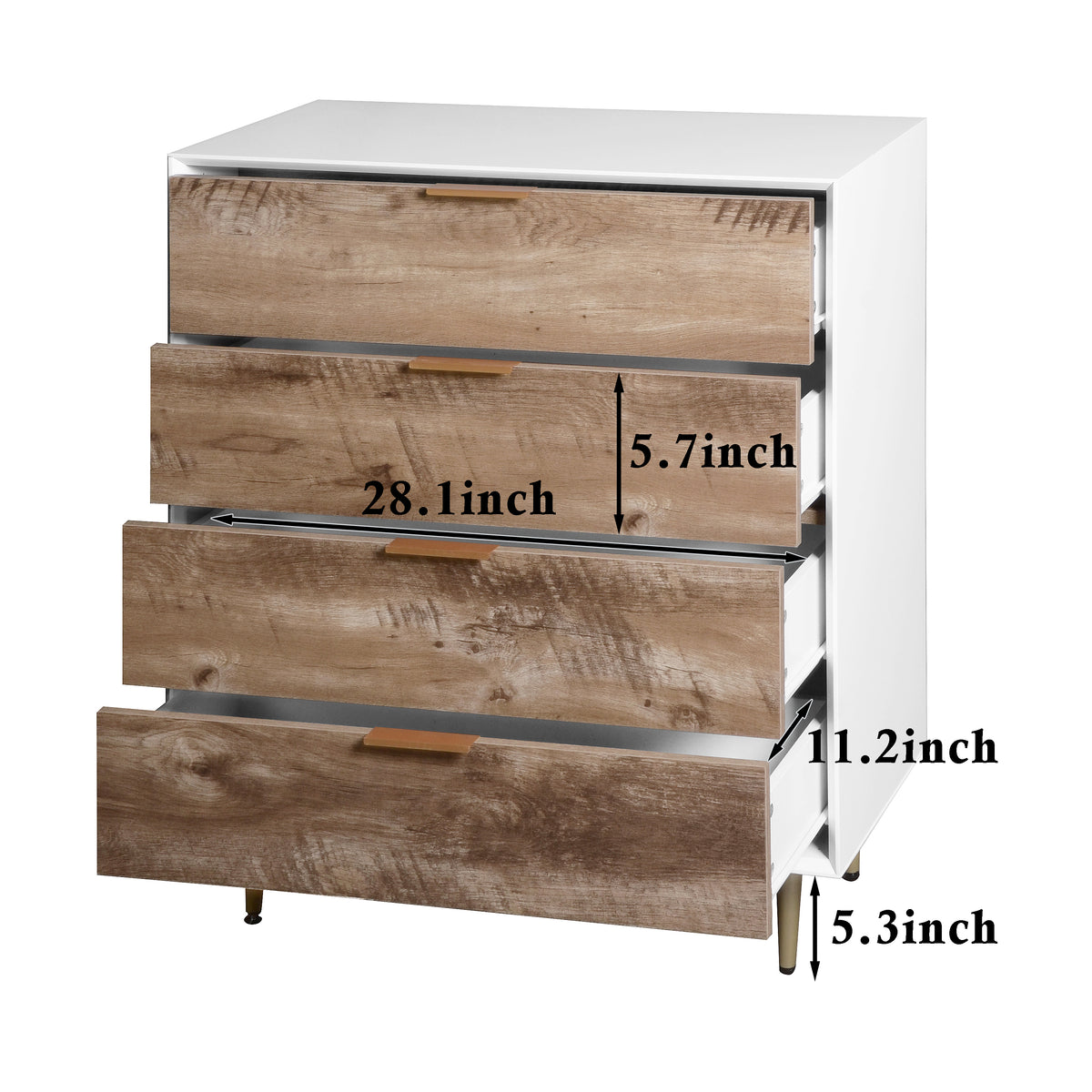 Wooden 4-Drawer Dresser Gray Finish