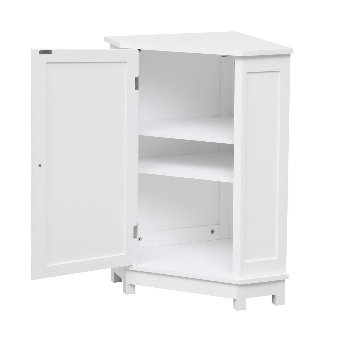 White Corner Bathroom Storage Cabinet Adjustable Shelves