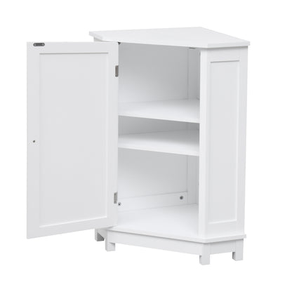 White Corner Bathroom Storage Cabinet Adjustable Shelves