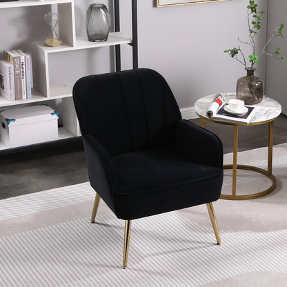 Mid-Century Velvet Armchair Navy Upholstery