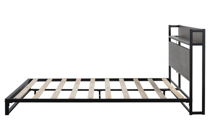 Platform Queen Bed with Storage and Support Frame