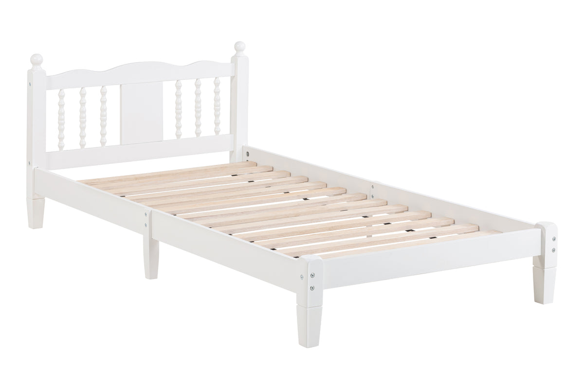 Twin Upholstered Bed with Column Headboard